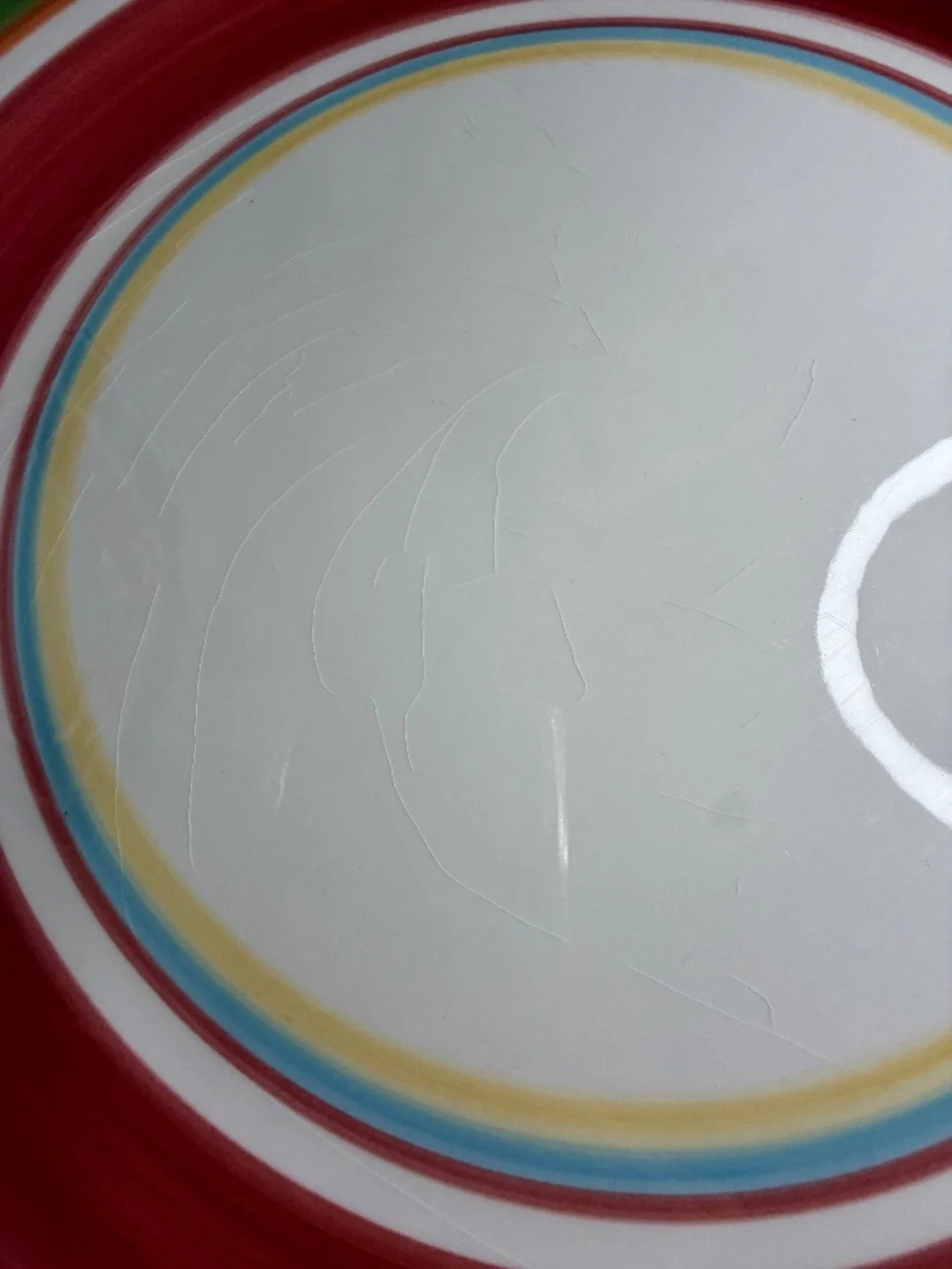 Pottery Barn Espadrille Stripe Dinner Plates Set of 7 Hand Painted 12.5
